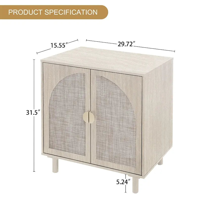 Rattan-accented storage cabinet