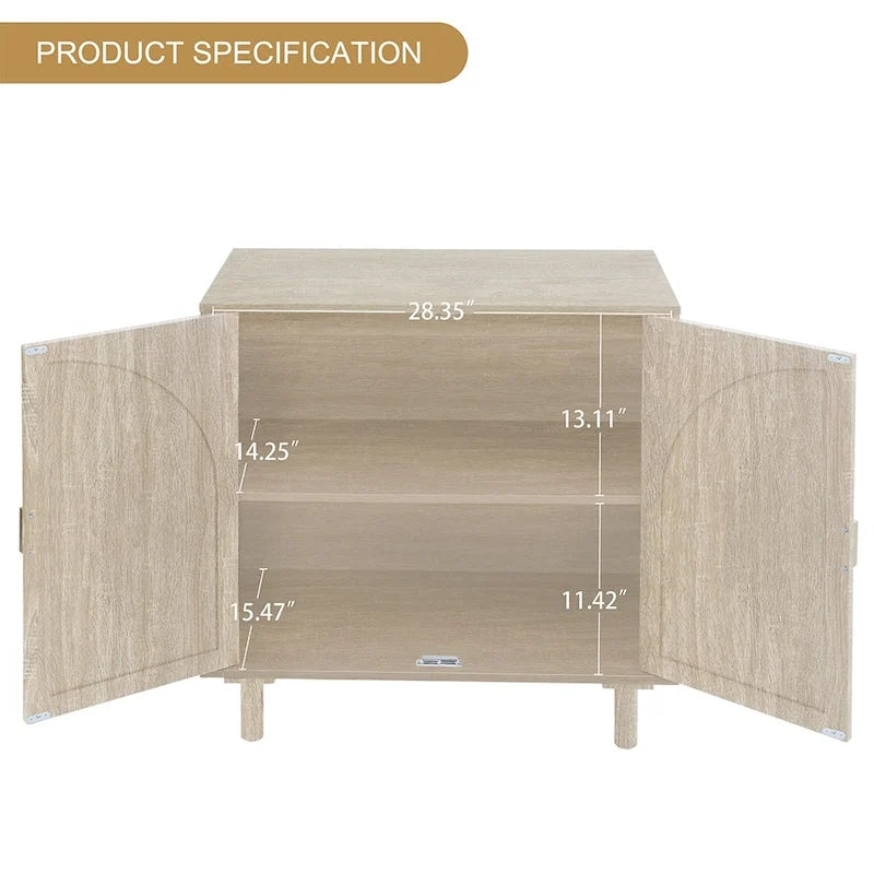 Rattan-accented storage cabinet
