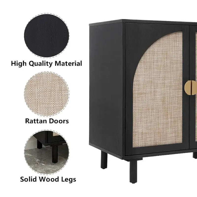 Rattan-accented storage cabinet
