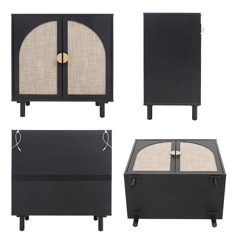 Rattan-accented storage cabinet