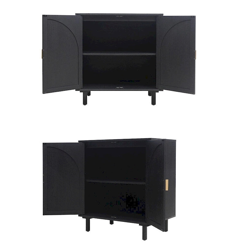 Rattan-accented storage cabinet