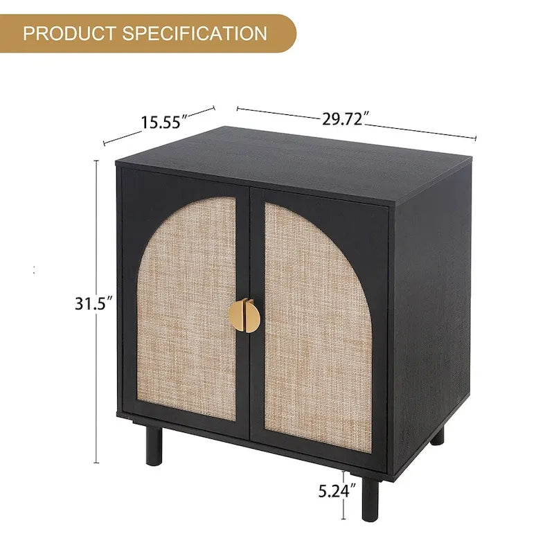 Rattan-accented storage cabinet