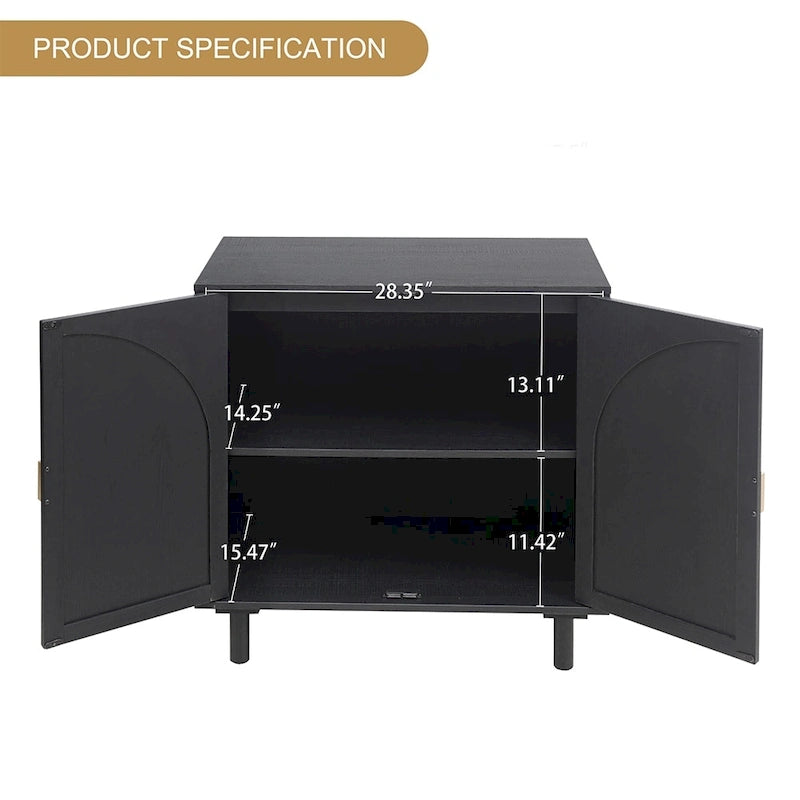 Rattan-accented storage cabinet