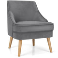 Fauteuil d'appoint en velours avec pieds en bois d'hévéa - 27 x 25 x 30 (L x l x H)