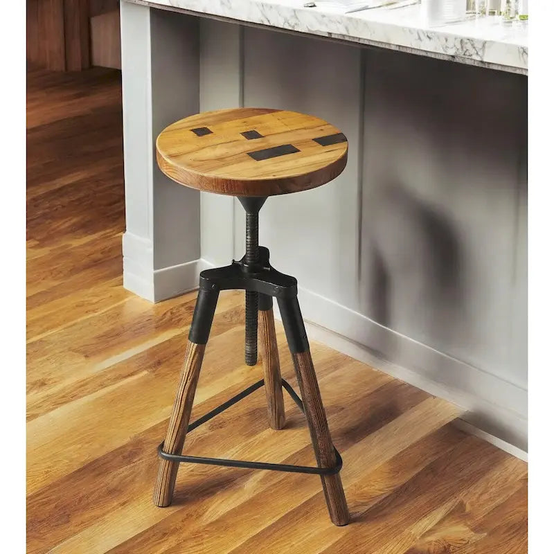Tabouret de bar pivotant en bois de récupération