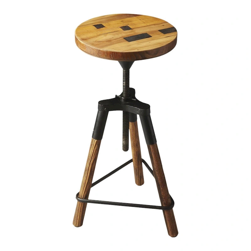 Tabouret de bar pivotant en bois de récupération