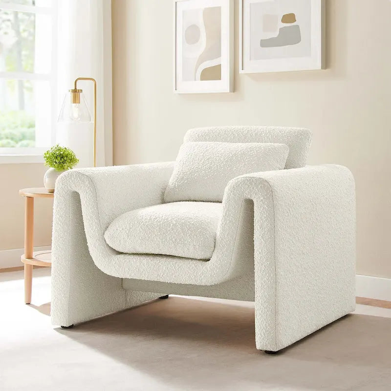 Fauteuil rembourré en bouclette