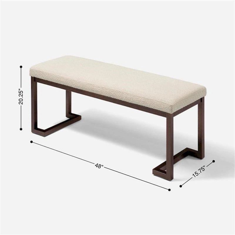 Banc design contemporain en tissu bouclé