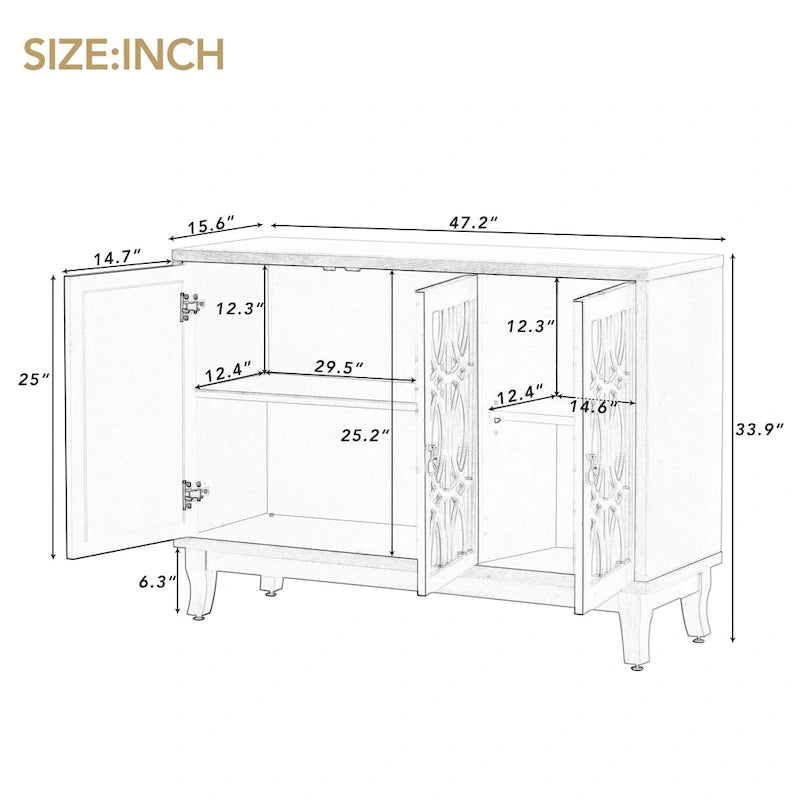 Buffet à 3 portes avec miroir