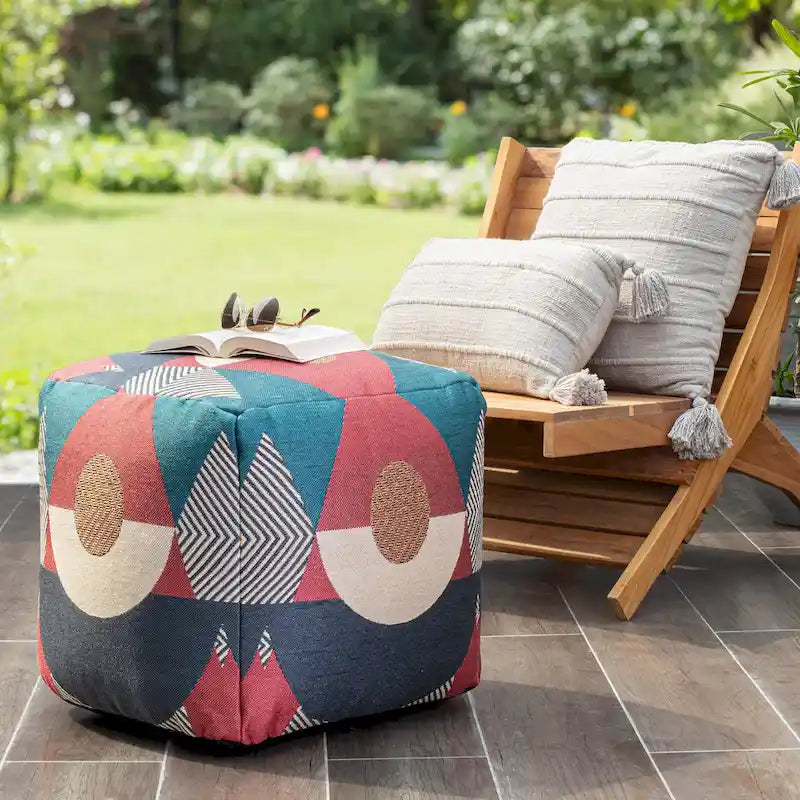 Pouf ottoman d'intérieur/extérieur carré 18 x 18 x 18