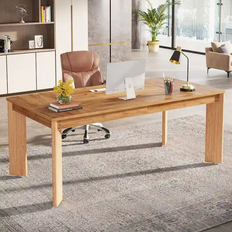 Bureau informatique de 157 cm, bureau de direction en bois pour bureau à domicile