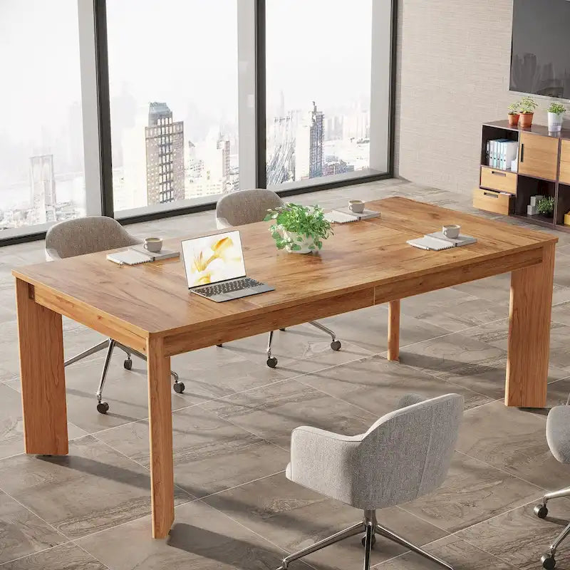 Bureau informatique de 157 cm, bureau de direction en bois pour bureau à domicile