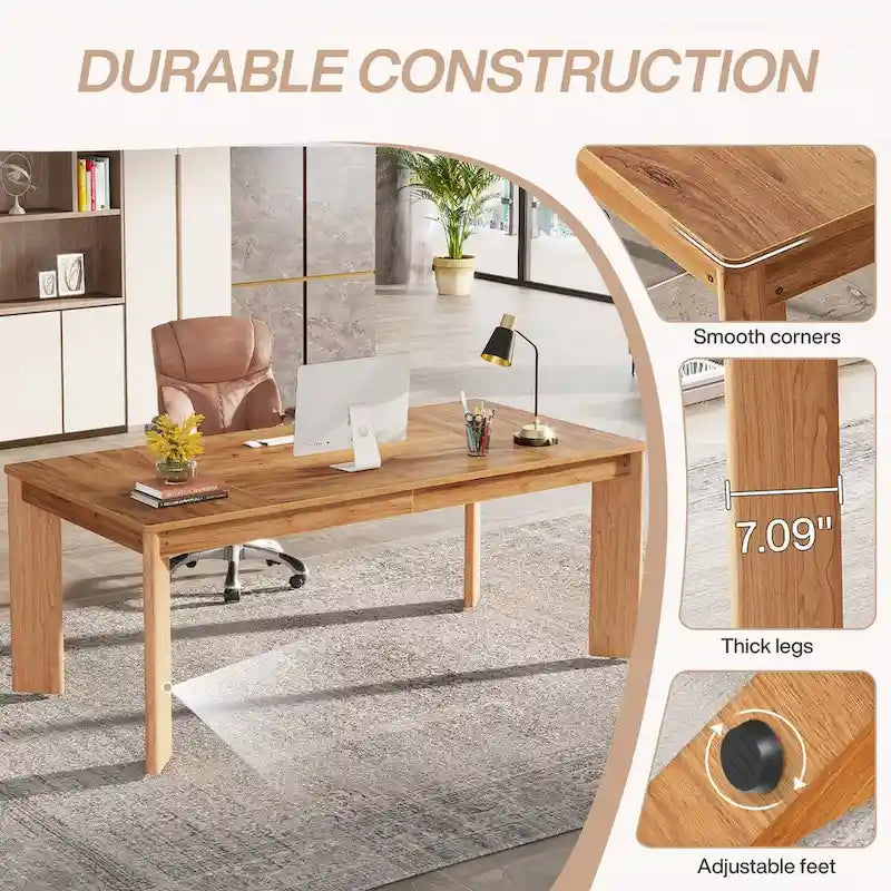 Bureau informatique de 157 cm, bureau de direction en bois pour bureau à domicile