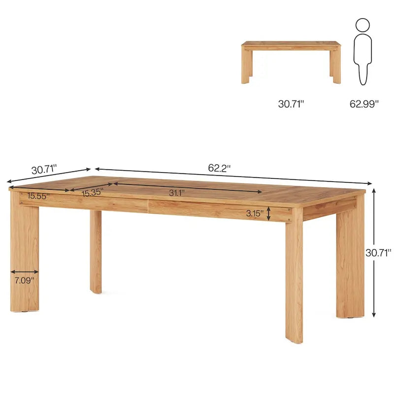 Bureau informatique de 157 cm, bureau de direction en bois pour bureau à domicile