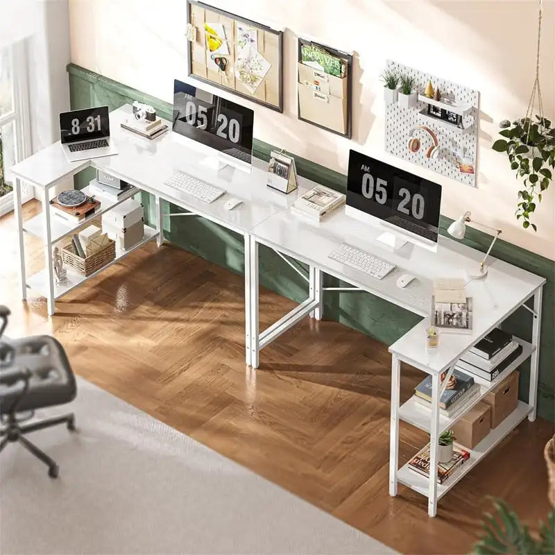 Bureau informatique de 119,38 cm avec étagères de rangement réversibles