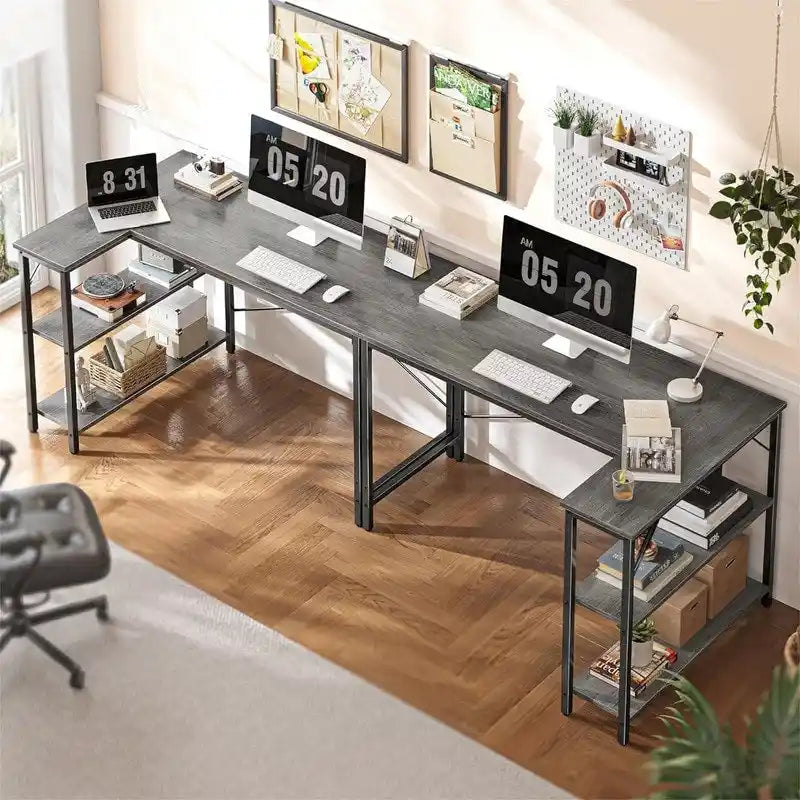 Bureau informatique de 119,38 cm avec étagères de rangement réversibles