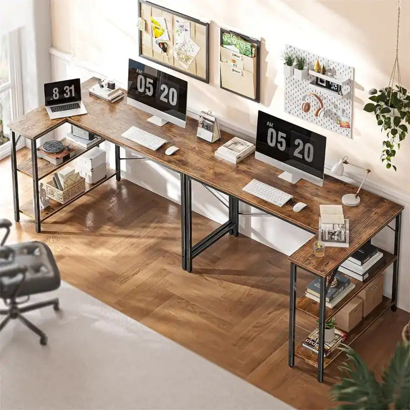 Bureau informatique de 119,38 cm avec étagères de rangement réversibles