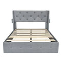 Cadre de lit double avec sommier relevable et ports USB