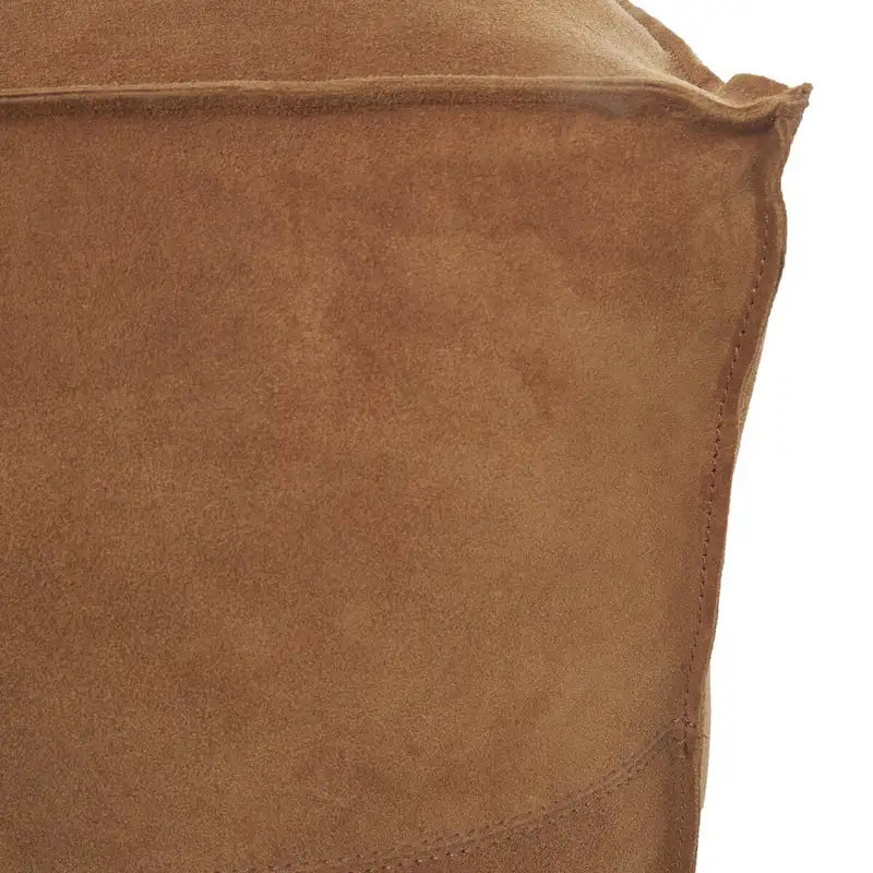 Pouf carré bas en cuir au design patchwork - Marron, Gris ou Marron foncé