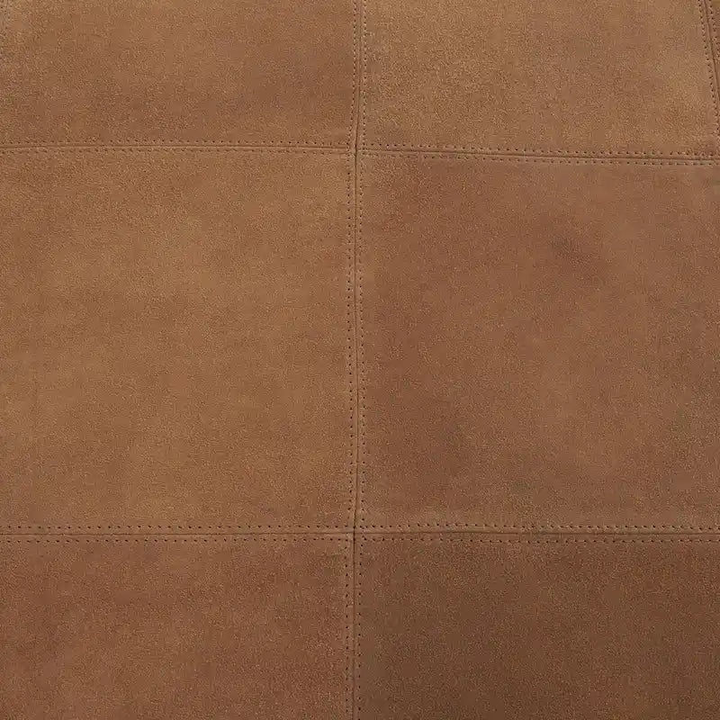 Pouf carré bas en cuir au design patchwork - Marron, Gris ou Marron foncé