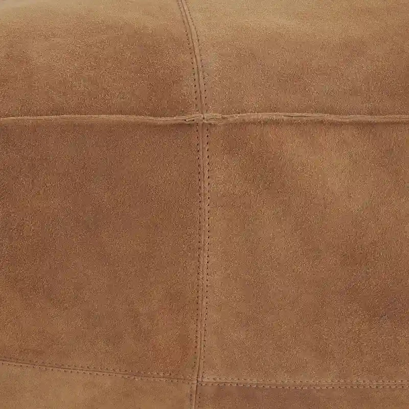 Pouf carré bas en cuir au design patchwork - Marron, Gris ou Marron foncé
