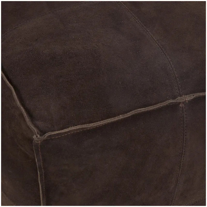 Pouf carré bas en cuir au design patchwork - Marron, Gris ou Marron foncé