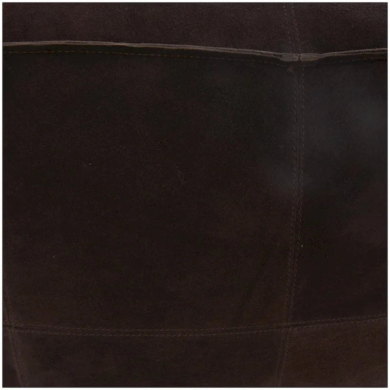 Pouf carré bas en cuir au design patchwork - Marron, Gris ou Marron foncé
