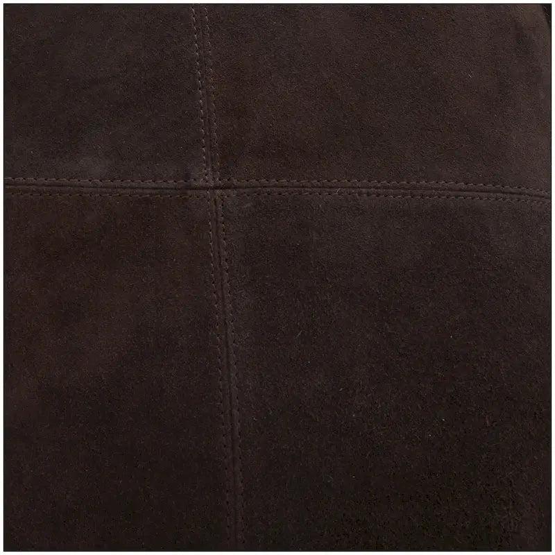 Pouf carré bas en cuir au design patchwork - Marron, Gris ou Marron foncé