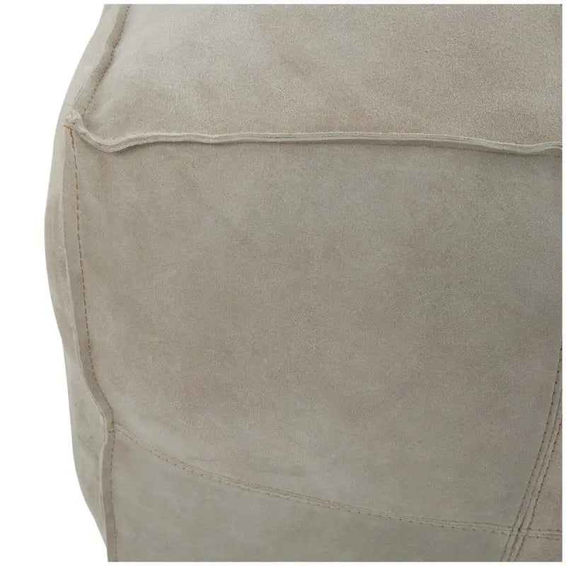 Pouf carré bas en cuir au design patchwork - Marron, Gris ou Marron foncé